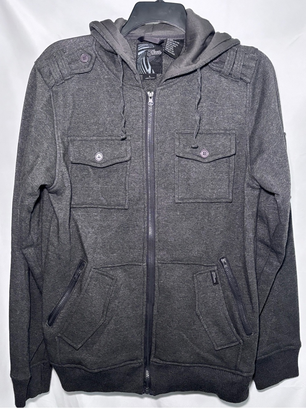 Elixir Men’s Full Zip Hooded Fleece Jacket - Charcoal Gray